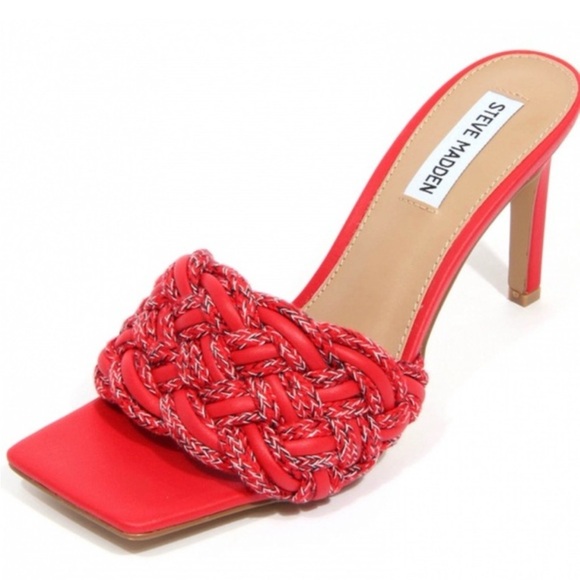 Steve Madden Shoes - Steve Madden Seraphine Braided Square Toe Heels Red Size 8.5M